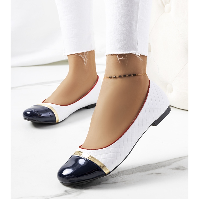 Balerini albi dama Petra albastru marin 1