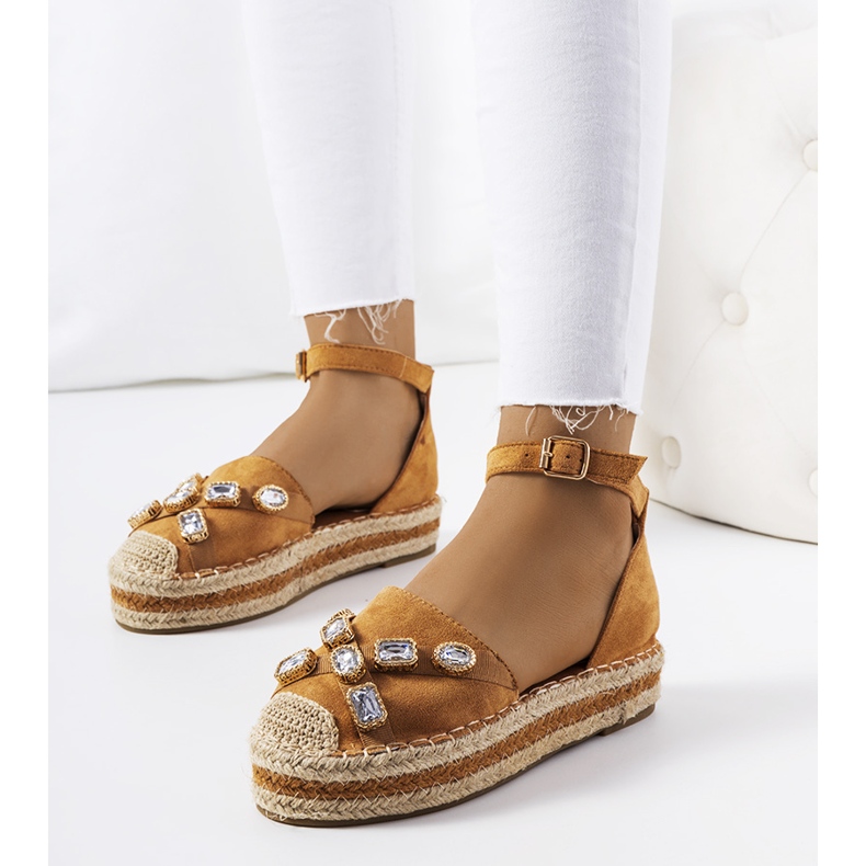 Espadrile maro cu zirconiu Taimi 1