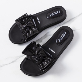 BM Papuci negri cu fundita stralucitoare Sora negru 1