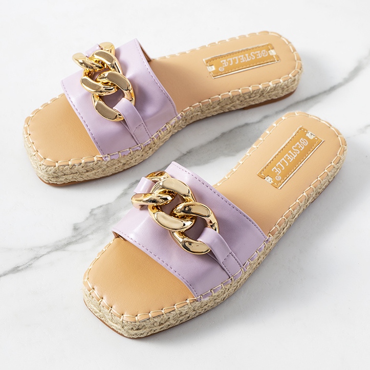 Papuci mov Cairo cu lant violet 1