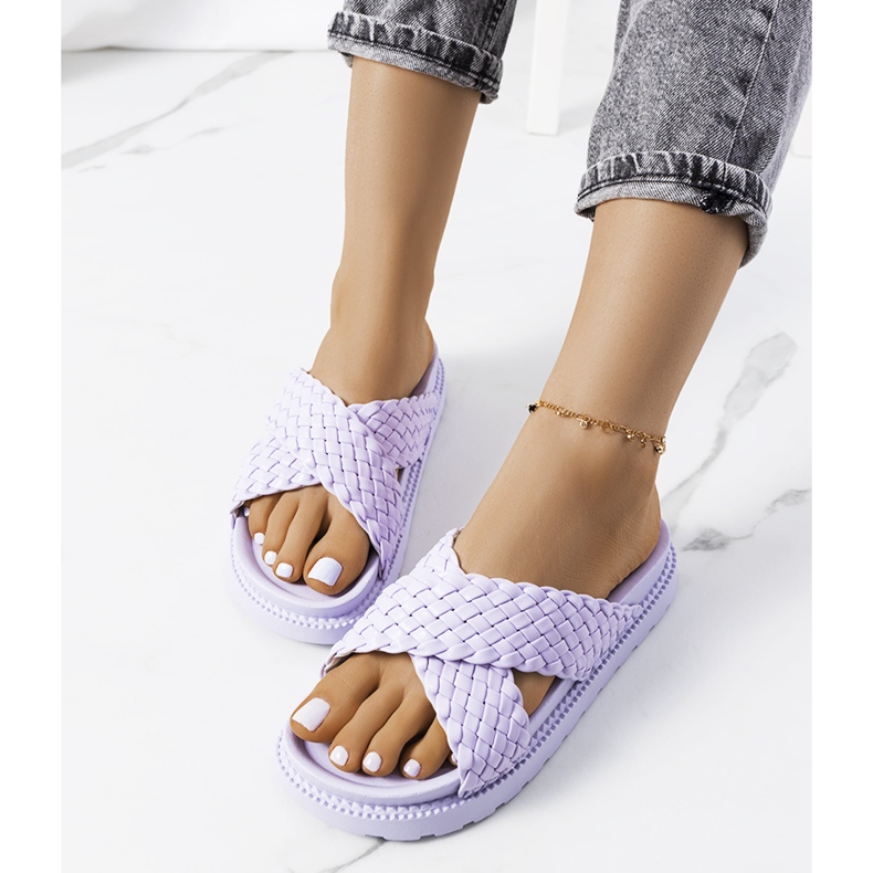 Papuci mov pe platforma Bierings violet 1