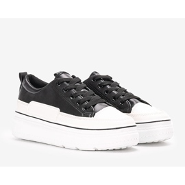 Tenisi negri pe platforma Anastaz alb negru 1