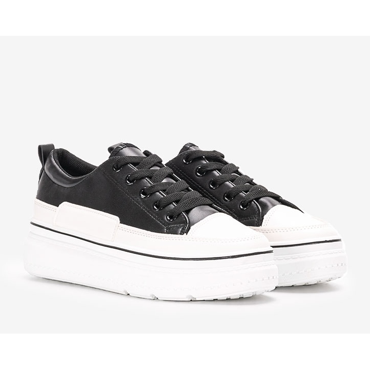 Tenisi negri pe platforma Anastaz alb negru 1