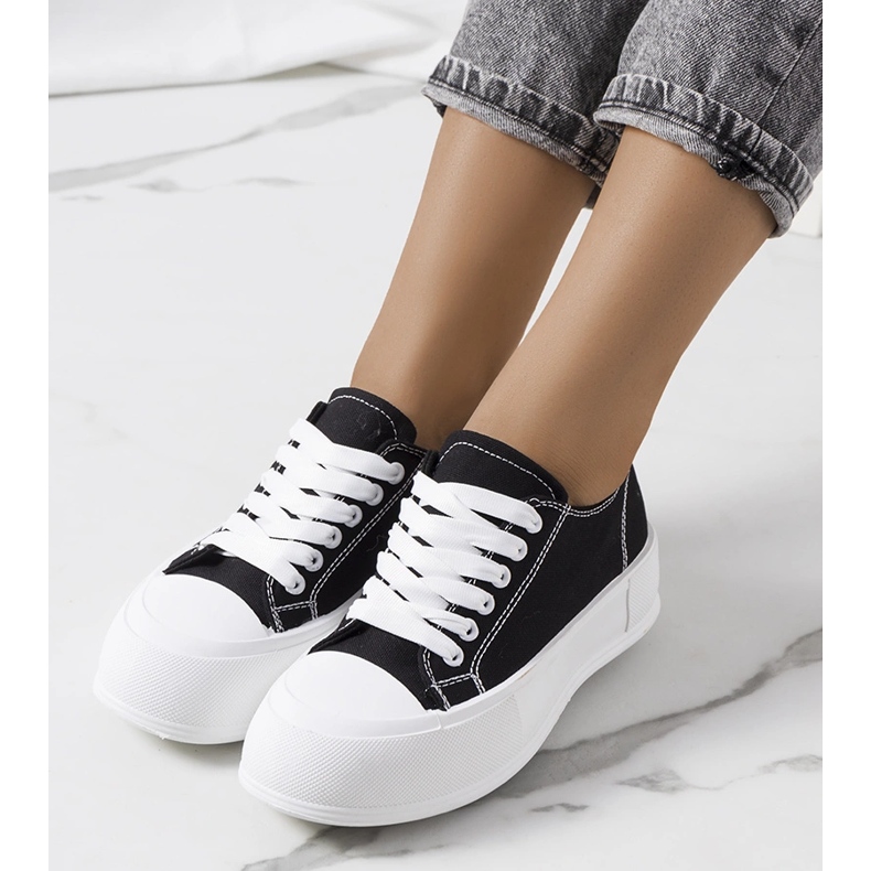 Tenisi negri pe platforma Louisal negru 1