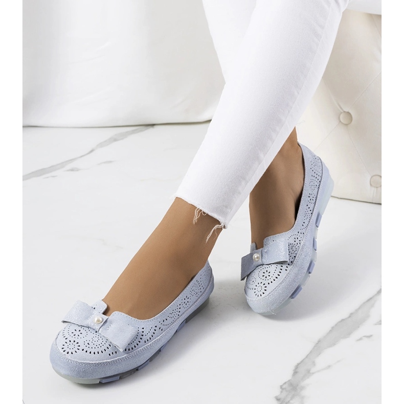 Mocasini din piele albastra Catania albastru 1