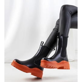 Botine negre cu talpa Nester portocalie negru 1
