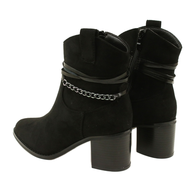 M.Daszyński Cizme de piele de căprioară pentru femei izolate cu lanț negru 4