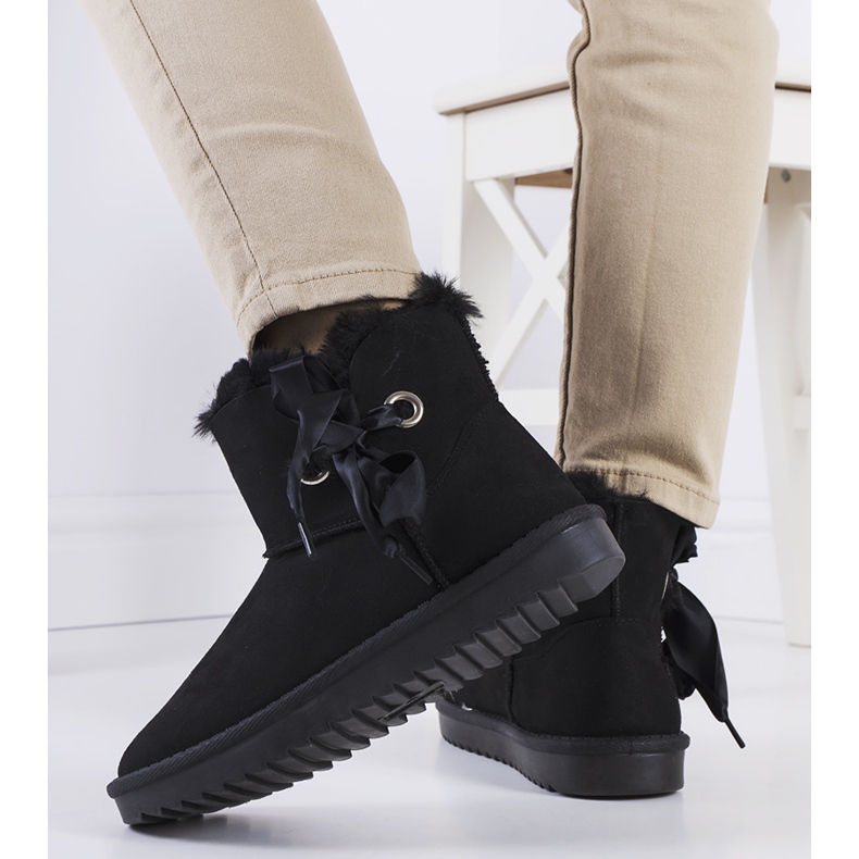 Cizme negre de zapada cu fundita Lachance negru 2