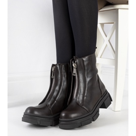 Cizme maro cu fermoar Neal decorativ 2 Cizme maro cu fermoar Neal decorativ 2