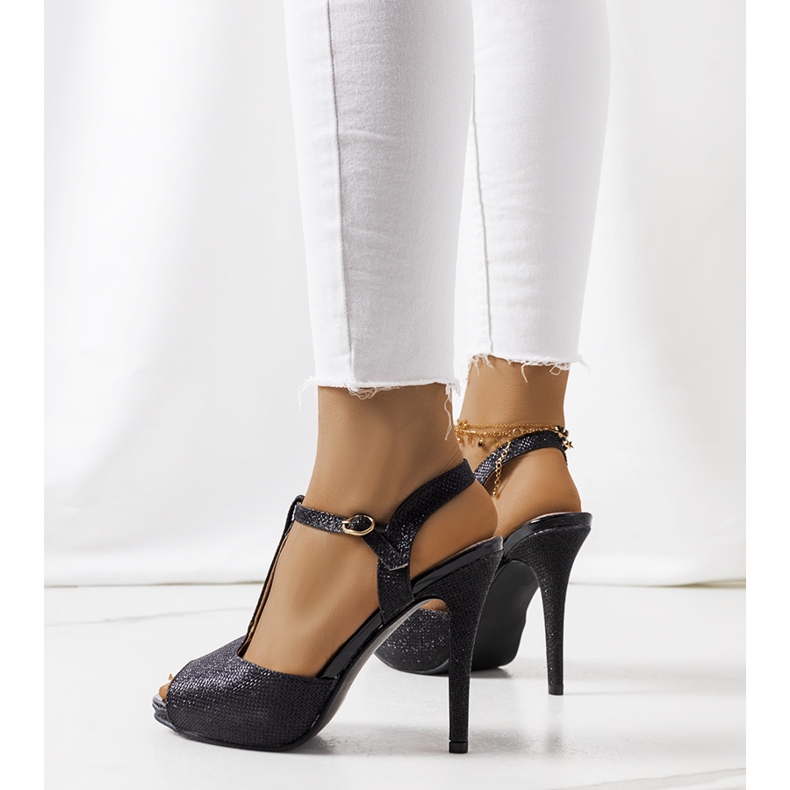 BM Sandale negre pe toc Soler negru 1 BM Sandale negre pe toc Soler negru 1