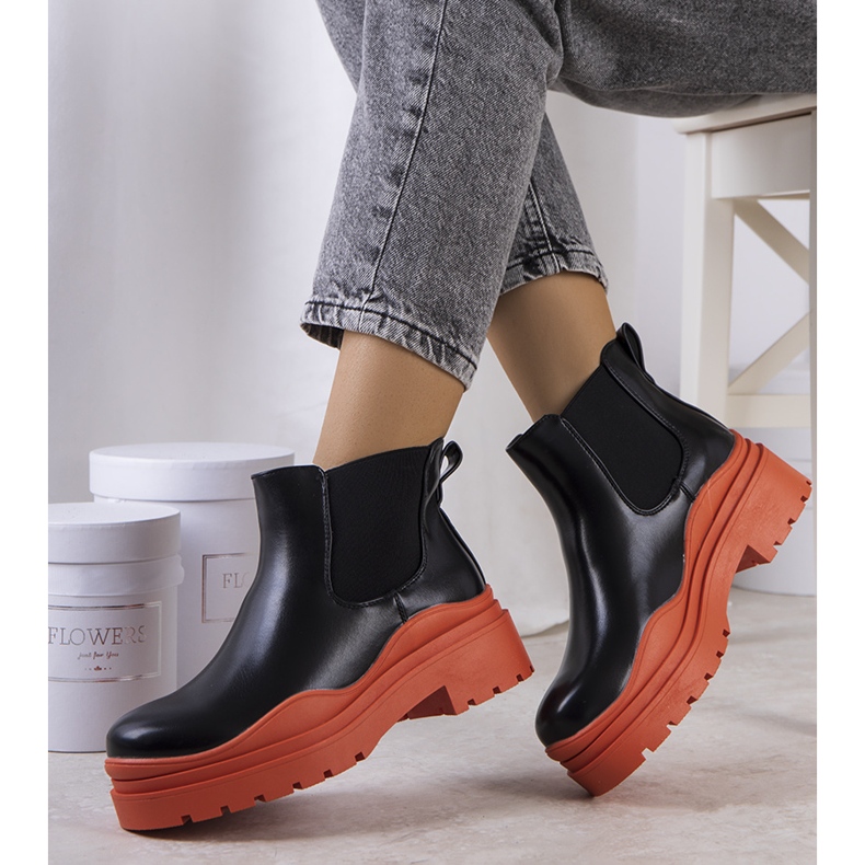 BM Botine negre pe o platformă Gaffney colorată negru 1