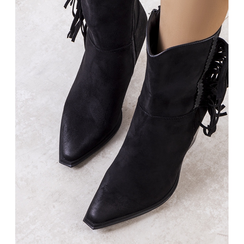 PA1 Cizme de cowboy cu franjuri negre Cerda negru 1