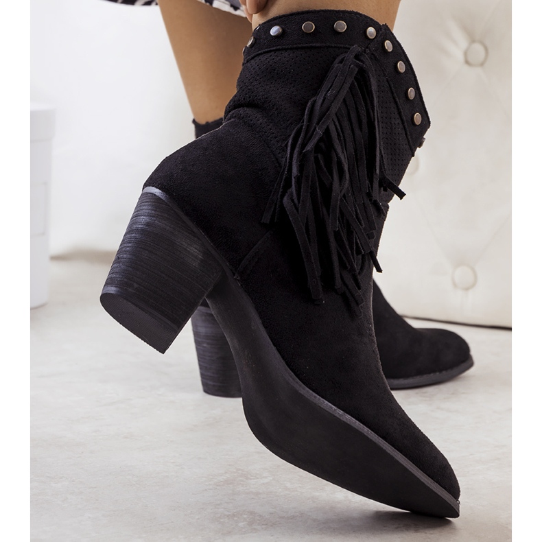 Cizme negre de cowboy cu franjuri negru 1 Cizme negre de cowboy cu franjuri negru 1