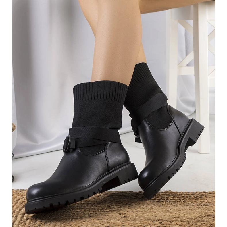 Cizme negre cu partea superioară Ricky flexibilă negru 1