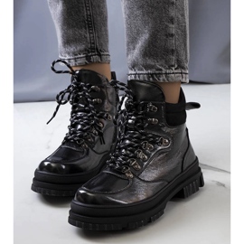 Cizme Prepo din piele lacuita gri negru 1