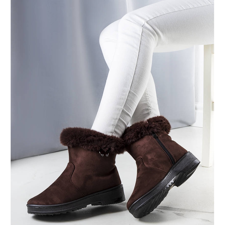 Cizme de zăpadă maro cu tuns din blană de la Marvin 1