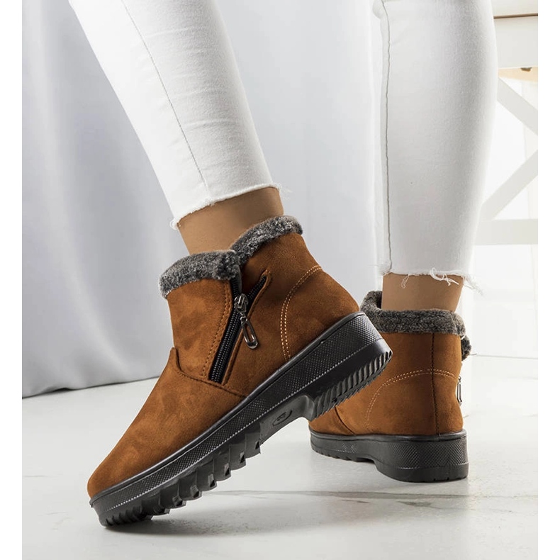 Cizme de zapada izolate camel cu blana Wren maro 1