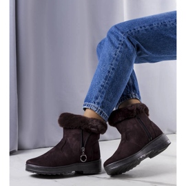 Cizme de zăpadă maro, izolate, cu fermoar Katalina 1