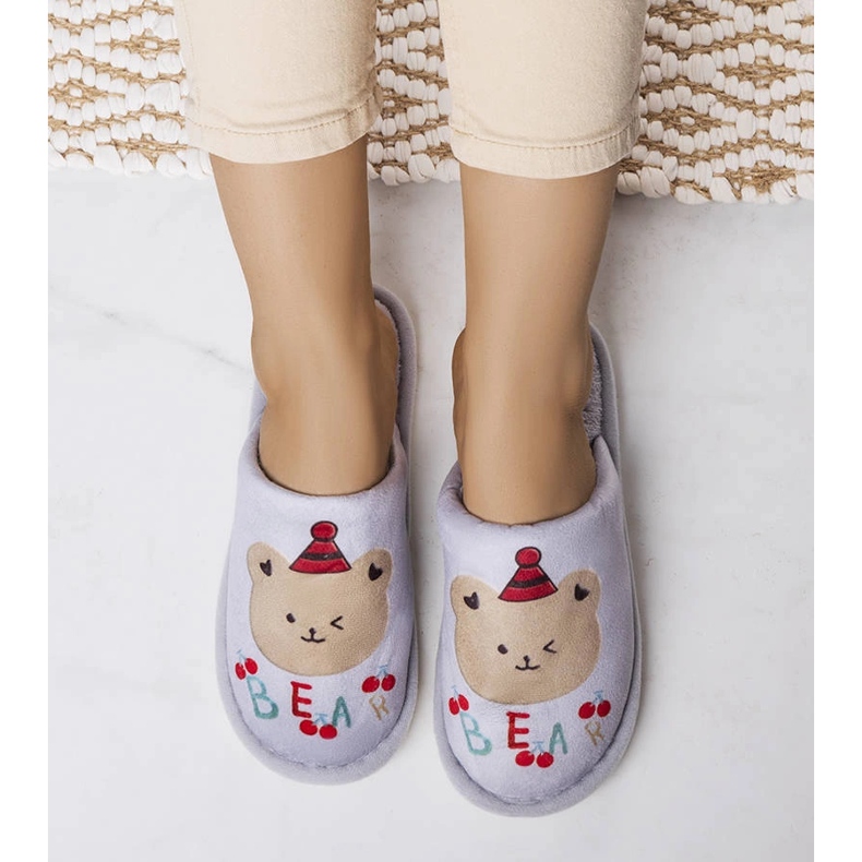 Papuci de urs moale gri 1