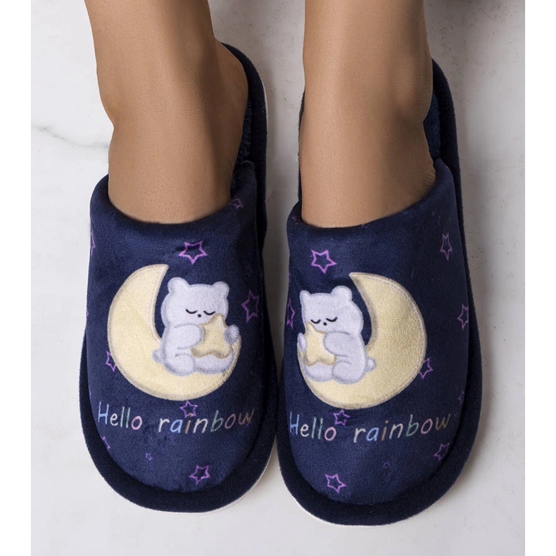 Papuci moale Rainbow Moon bleumarin albastru 1