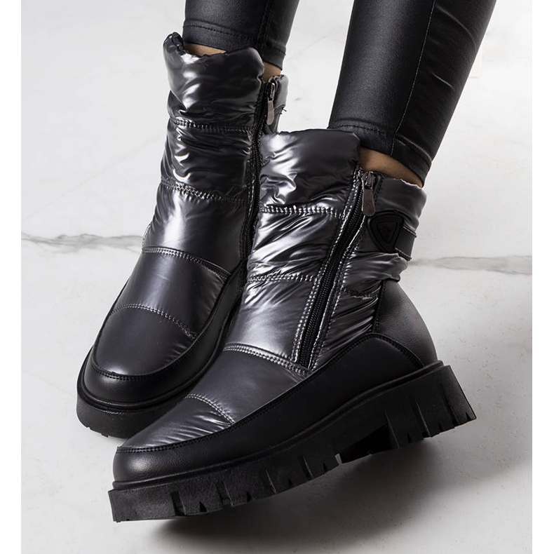 PA1 Cizme de zăpadă argintii de damă Koltso negru 1