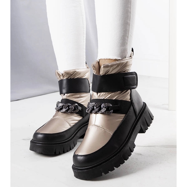 Cizme de zăpadă cu lanț de aur Ephraim negru 1