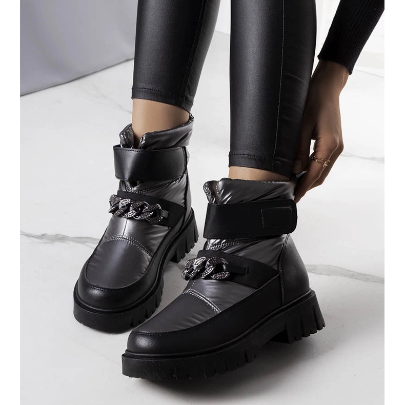 Cizme de zapada argintii cu lant Ephraim negru 1