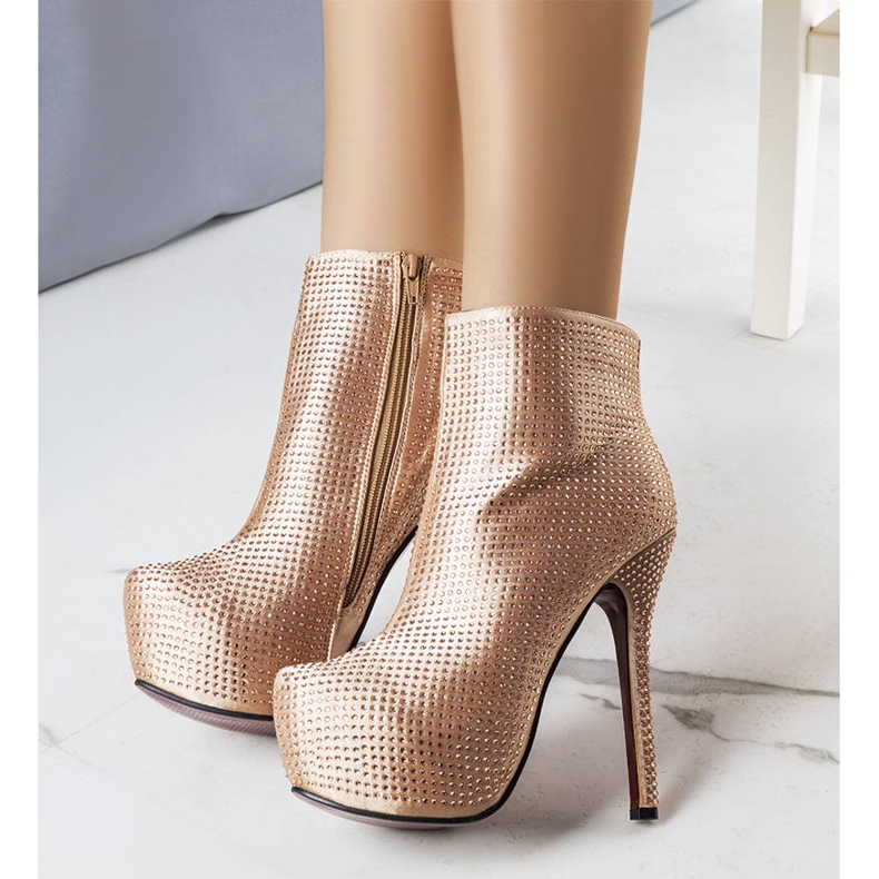 BM Cizme Tatiana aurii cu toc inalt de aur 2