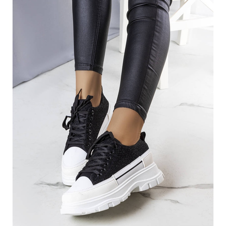 Tenisi negri cu talpă înaltă de la Callani negru 1