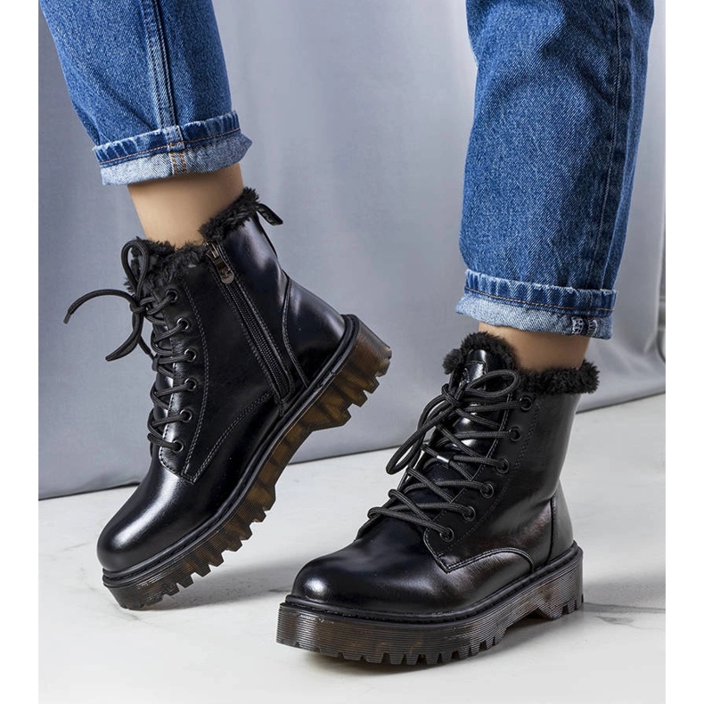 Trappers izolați negru Martoli cu blană 1