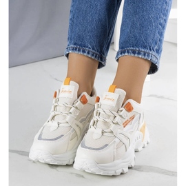 Tenisi bej opal cu inserții neon 1