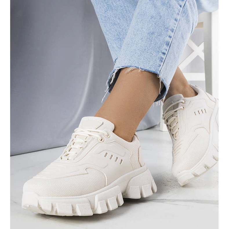 Adidași bej cu talpă masivă de la Inez 1 Adidași bej cu talpă masivă de la Inez 1