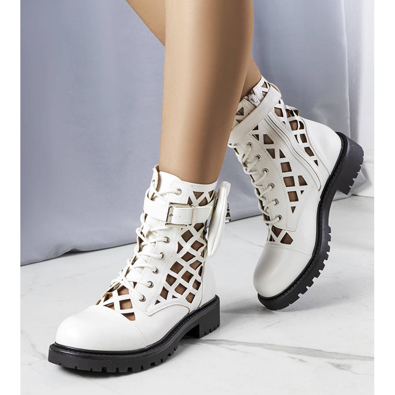 Cizme albe ajurate Cecelia 1