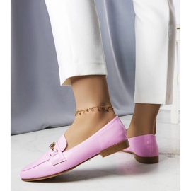 Mocasini roz cu decor auriu de la Mercier 1