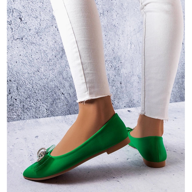 Balerini verzi cu fundita si strasuri de la LaGarde verde 1