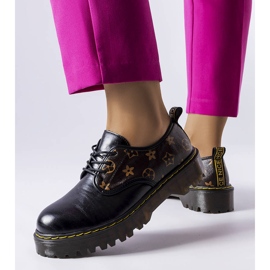 Cizme Eugenia negre cu inserții maro negru 1