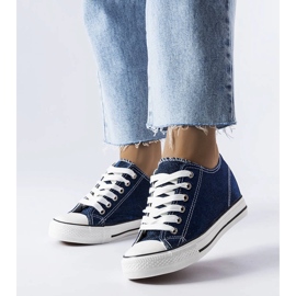 Adidași cu pană din brocart bleumarin din Creta albastru 1