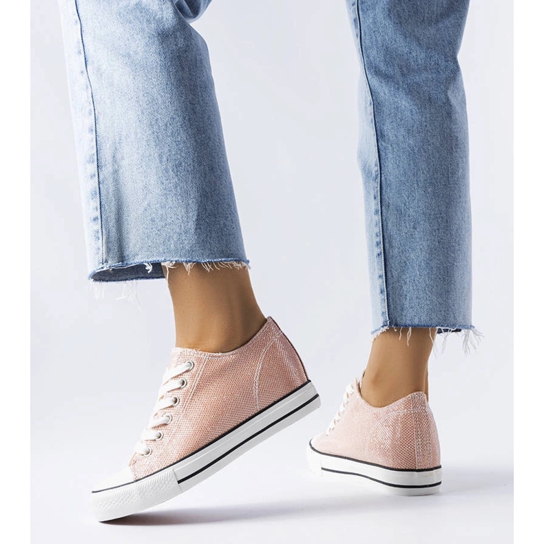 Tenisi cu pană cu sclipici roz Creta 1