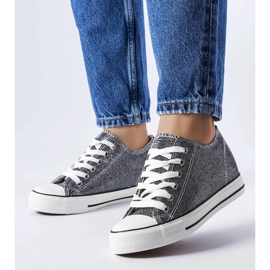 Tenisi negri cu pană din brocart din Creta negru 1 Tenisi negri cu pană din brocart din Creta negru 1