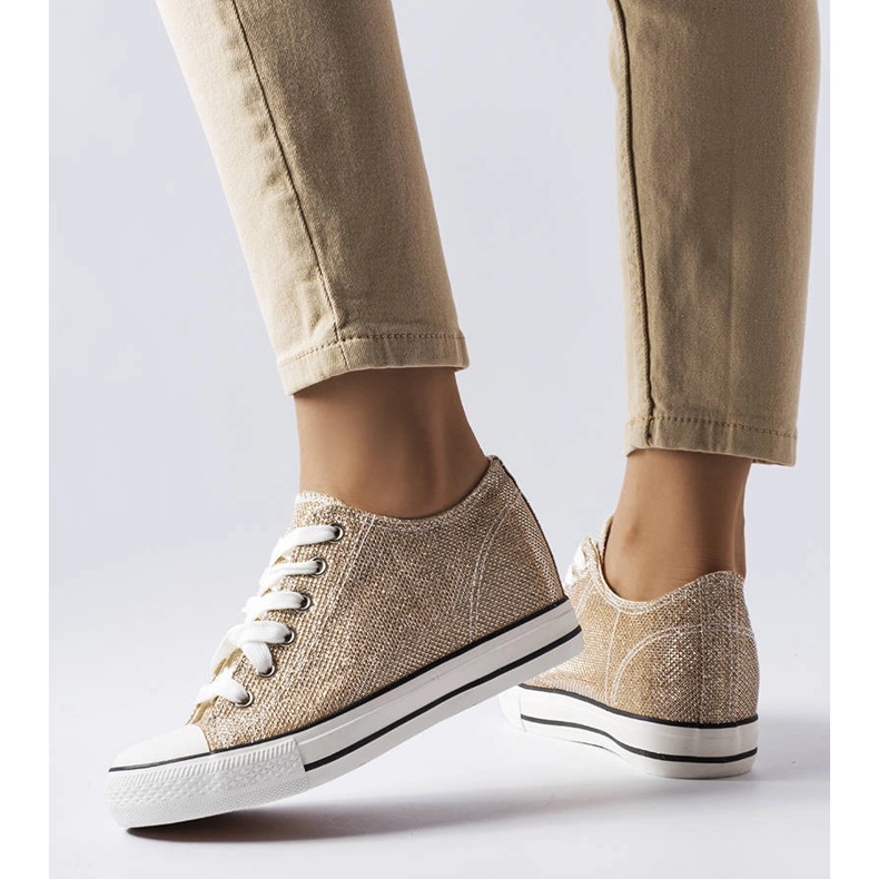 Tenisi creta cu pană cu sclipici aurii de aur 1