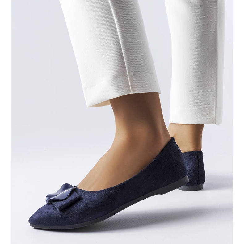 Balerini bleumarin decorati cu strasuri Rémy albastru 1