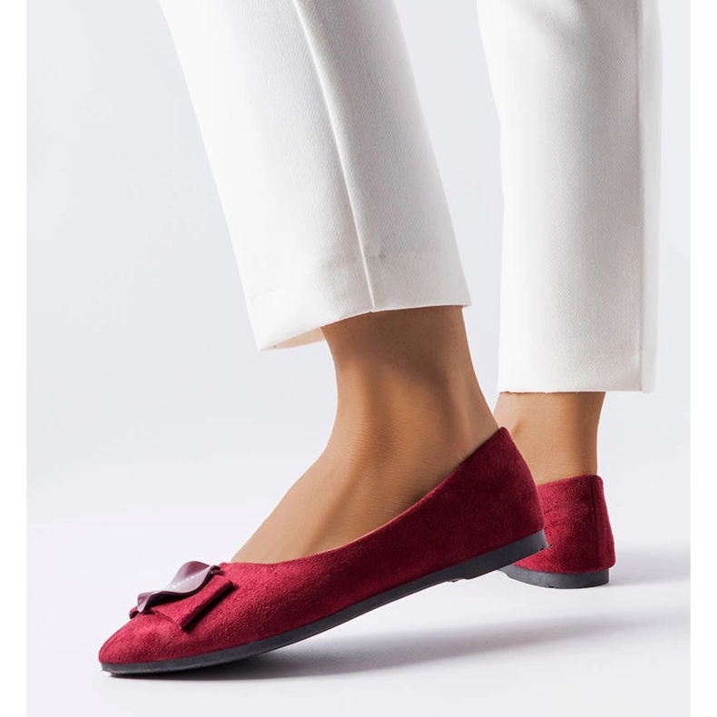 Balerini burgundy decorati cu strasuri Rémy roșu 1