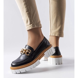 Mocasini negri cu talpă groasă de la Casgrain negru 1