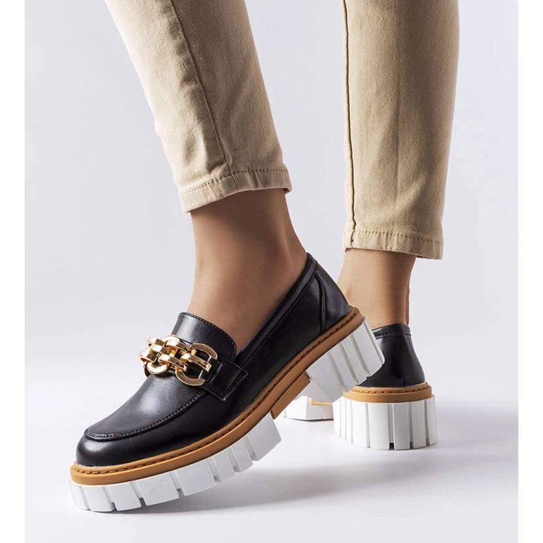 Mocasini negri cu talpă groasă de la Casgrain negru 1