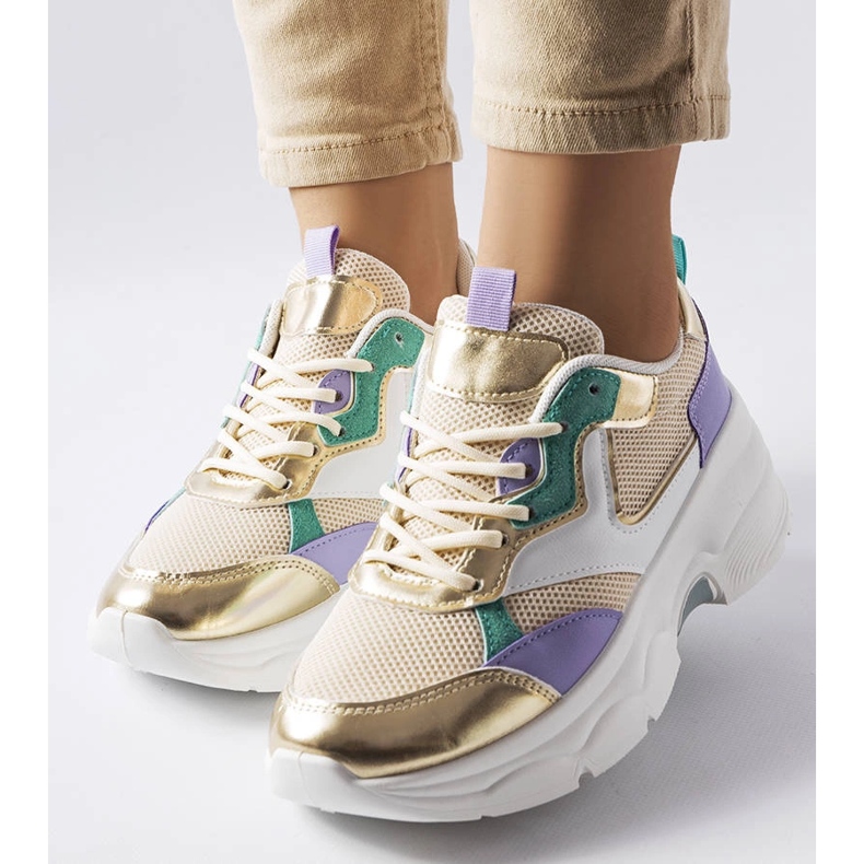 Adidași de damă albi și aurii de la Séguin bej 1