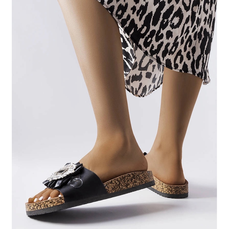 Tobogane negre cu talpă de plută de la Roy negru 1