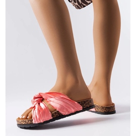 Papuci roz decorati cu stofa Fresne 1