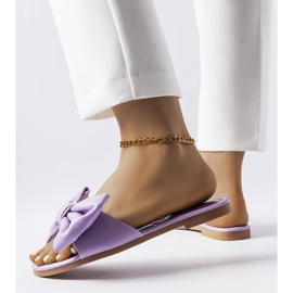 Papuci mov eleganti cu fundita de la Garnier violet 1