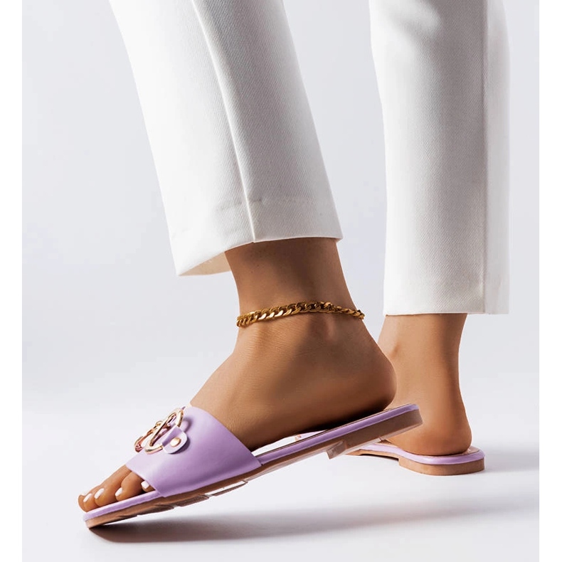 Tobogane elegante mov cu lant de la Corbin violet 1