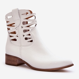 Lewski Shoes Cizme de piele pentru femei ajurate, alb Lewski 3329 1